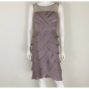Adrianna Papell Formal Bronze Purple Dress Size 8 Shimmer Ruffle Hidden‎ Zip NWT